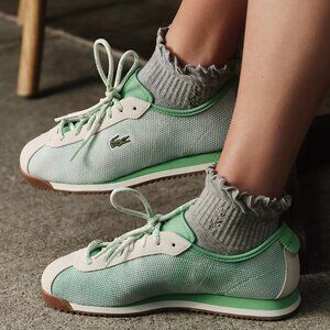 Free People Retro Lacoste  Club Low Sneakers Green /off white  7.5 8 NWT